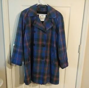 London Fog lined plaid raincoat